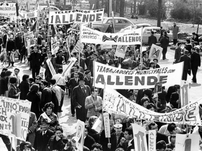 Gewerkschaftsmitglieder beim Wahlkampf für die Unidad Popular